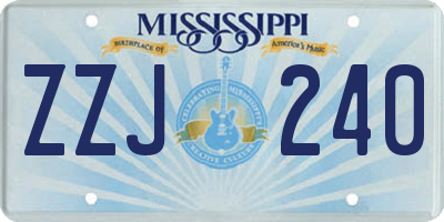 MS license plate ZZJ240