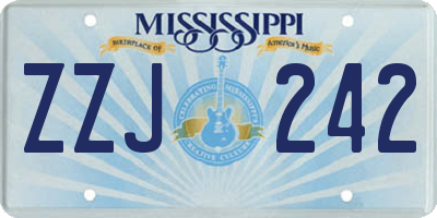 MS license plate ZZJ242