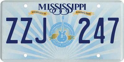 MS license plate ZZJ247
