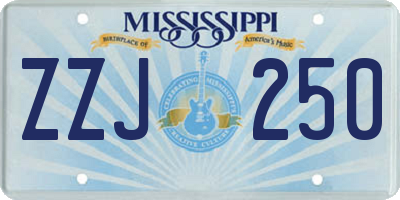 MS license plate ZZJ250