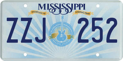 MS license plate ZZJ252