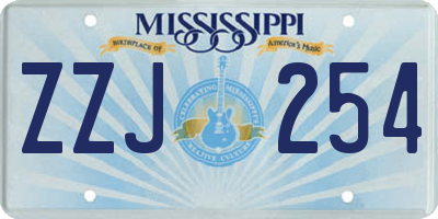 MS license plate ZZJ254