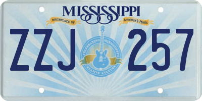 MS license plate ZZJ257