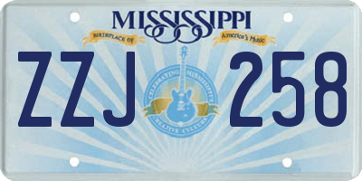 MS license plate ZZJ258