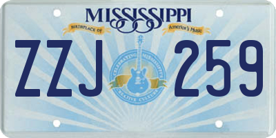 MS license plate ZZJ259