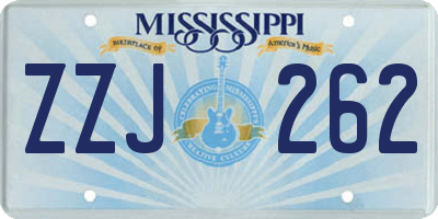MS license plate ZZJ262