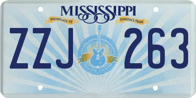 MS license plate ZZJ263