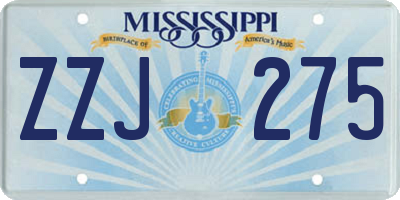 MS license plate ZZJ275