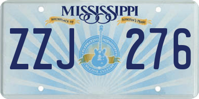 MS license plate ZZJ276