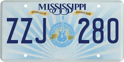 MS license plate ZZJ280