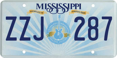 MS license plate ZZJ287