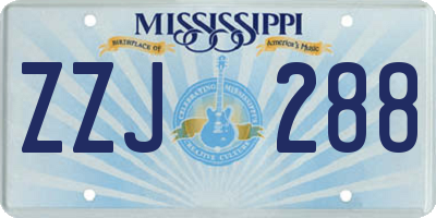 MS license plate ZZJ288