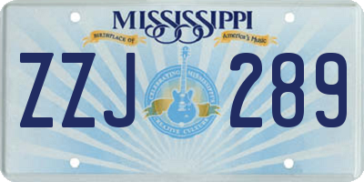 MS license plate ZZJ289