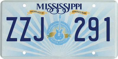 MS license plate ZZJ291