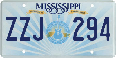 MS license plate ZZJ294