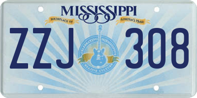 MS license plate ZZJ308