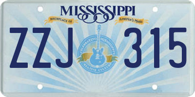 MS license plate ZZJ315