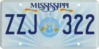 MS license plate ZZJ322