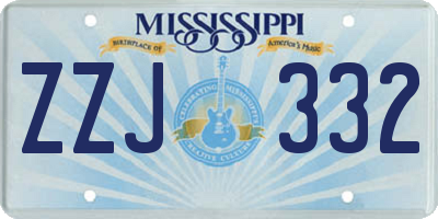 MS license plate ZZJ332