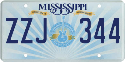 MS license plate ZZJ344