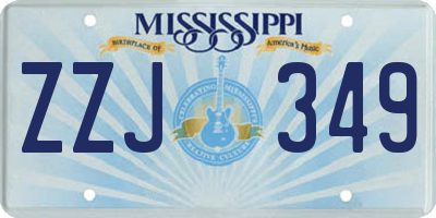 MS license plate ZZJ349