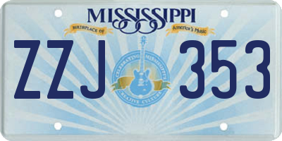 MS license plate ZZJ353