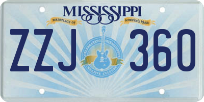 MS license plate ZZJ360