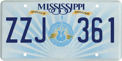 MS license plate ZZJ361