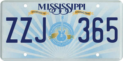 MS license plate ZZJ365