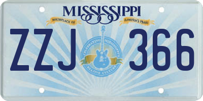 MS license plate ZZJ366