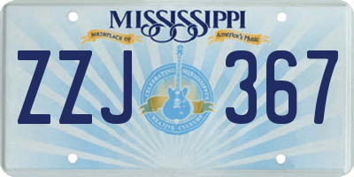 MS license plate ZZJ367