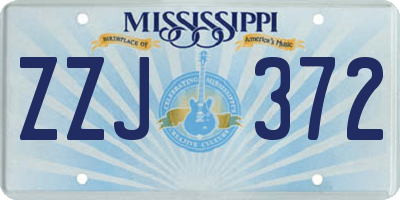 MS license plate ZZJ372