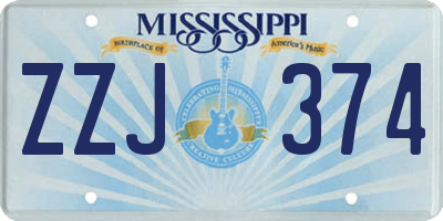 MS license plate ZZJ374