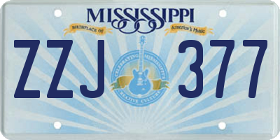 MS license plate ZZJ377