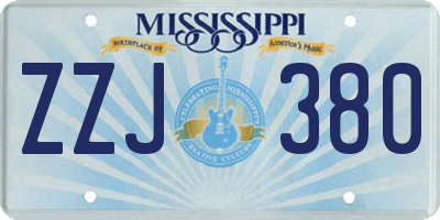MS license plate ZZJ380