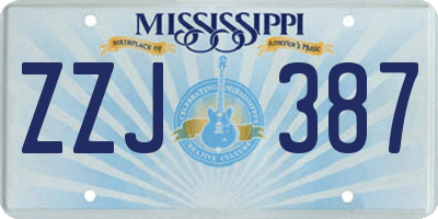 MS license plate ZZJ387