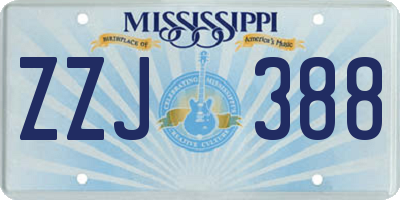 MS license plate ZZJ388