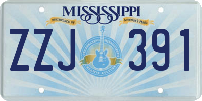 MS license plate ZZJ391