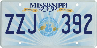 MS license plate ZZJ392