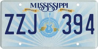 MS license plate ZZJ394