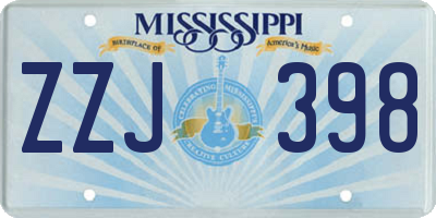 MS license plate ZZJ398