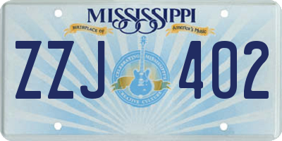 MS license plate ZZJ402