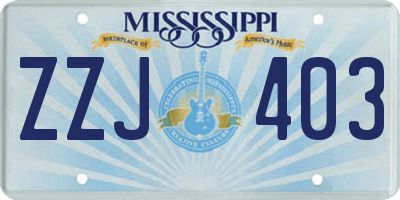 MS license plate ZZJ403