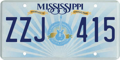 MS license plate ZZJ415