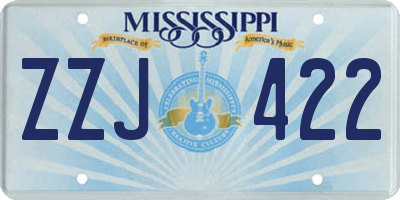 MS license plate ZZJ422