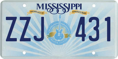 MS license plate ZZJ431