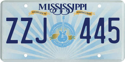 MS license plate ZZJ445
