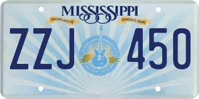 MS license plate ZZJ450