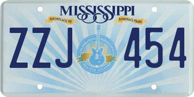 MS license plate ZZJ454
