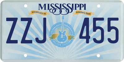 MS license plate ZZJ455